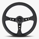 The Daytona | Black Perforated Leather | Black Spoke | Bavarian Stitch