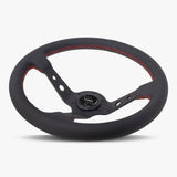 The Daytona | Black Perforated Leather | Black Spoke | Red Stitch