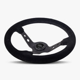 The Daytona | Black Alcantara Suede | Black Spoke | Black Stitch