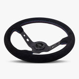 The Daytona | Black Alcantara Suede | Black Spoke | Bavarian Stitch