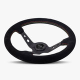 The Daytona | Black Alcantara Suede | Black Spoke | Euro Stitch