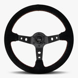 The Daytona | Black Alcantara Suede | Black Spoke | Euro Stitch