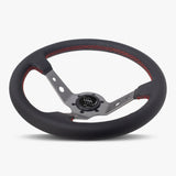 The Daytona | Black Leather | Graphite Spoke | Red Stitch