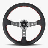 The Daytona | Black Leather | Graphite Spoke | Red Stitch
