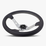 The Daytona | Black Leather | Silver Spoke | White Stitch