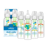 Dr. Brown's Natural Flow Anti-Colic Options+ Narrow Baby Bottle, 8 oz/250 mL, with Level 1 Slow Flow Nipples, 0m+, 4 Pack