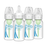 Dr. Brown's Natural Flow Anti-Colic Options+ Narrow Baby Bottle, 8 oz/250 mL, with Level 1 Slow Flow Nipples, 0m+, 4 Pack