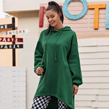 Drop Shoulder Dip Hem Thermal Longline Hoodie