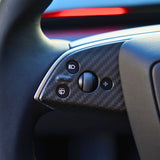 Dry Carbon Fiber Steering Wheel Trim Cover for Model 3 Highland / Model Y Juniper (3 Pieces)