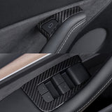 Dry Carbon Fiber Window & Door Switch Covers for Model Y / Model 3（Left Hand Drive）