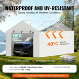 VEVOR Carport Replacement Canopy Cover Side Wall 10 x 20 ft, Garage Tent Shelter Tarp Heavy-Duty Waterproof & UV Protected, Easy Installation with Ball Bungees,White (Top and Frame Not Included)