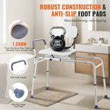 VEVOR Sliding Tub Transfer Bench, Height Adjustable Bathtub Transfer Bench with Cut-Out Seat, Reversible Backrest & Safety Belt, Non-Slip Shower Chair for Elderly Disabled Handicap, 400LBS Capacity
