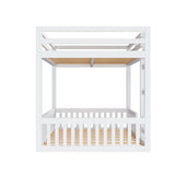 Full over Full Wood Bunk Bed with Ladder and Guardrails, White (Expected Arrival Time: 7.3)