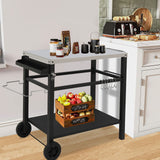 Stainless Steel BBQ Grill Cart with Wheels Portable Outdoor Grilling Tabletop Prep Station for Patio Garden Backyard Cooking and Serving