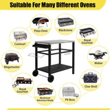 Stainless Steel BBQ Grill Cart with Wheels Portable Outdoor Grilling Tabletop Prep Station for Patio Garden Backyard Cooking and Serving