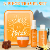 3pcs Set SOLO EN Body&Hair Fragrance Mist Perfume&Bubble Bath&Body Butter Travel Box for Men And Women, 4 Different Flavor Gift Box, Dating, Long-lasting Scent