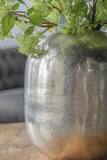 12.5x12.5x15" Aluminum Vase, Silver Streaks