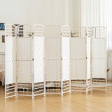 Chic 8-Panel Privacy Room Divider - Lightweight Folding Screen for Home Office & Interior Decor, Wave Fiber Design in White