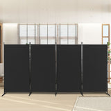 6FT 4-Fold 160g Polyester Fabric Plastic Foot Carbon Steel Frame Foldable Screen Black