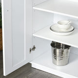 Modern Kitchen Pantry Cabinet Storage with with 4 Doors, Drawer and 3 Adjustable Shelves for Dining Room, White|