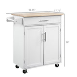 Space-Saving Kitchen Island Trolley with Storage Drawer, Towel Rack & Smooth Rolling Design in Classic White