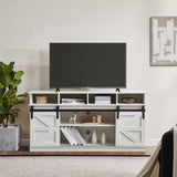 TV Stand Sliding Barn Door Modern&Farmhouse Wood Entertainment Center, Storage Cabinet Table Living Room with Adjustable Shelves for TVs Up to 65",White