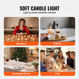 VEVOR 200 Pack Unscented Tea Lights Candles 6.5 Hours Long Burning Smokeless Tealight Candles, Dripless with Aluminum Cups, Natural Palm Wax Votive Candles for Home, Weddings, Christmas, White