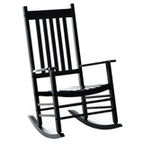 Wooden Outdoor Rocking Chair with Armrests, High Back for Garden, Patio, Balcony, Porch, Black