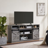 TV Stand Sliding Barn Door Modern&Farmhouse Wood Entertainment Center, Storage Cabinet Table Living Room with Adjustable Shelves for TVs Up to 65",Grey