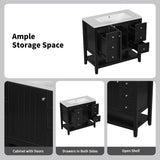 36\" Bathroom Vanity with Sink Combo, One Cabinet and Three Drawers, Solid Wood and MDF Board