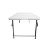 Techni Home 4 FT Granite White Adjustable Height Folding Table with Easy-Carry Handle