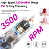 Portable Electric Nail Drill 35000RPM Nails Milling Cutter Wireless Pedicure Grinder Rechargeable Nail Drilling Machine (Silver)