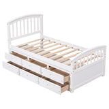 Twin Size Platform Storage Bed Solid Wood Bed with 6 Drawers