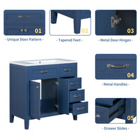 36\" Bathroom Vanity with Sink Combo, Black Bathroom Cabinet with Drawers, Solid Frame and MDF Board