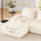 114" Modern L-Shaped Modular Sectional Sofa for Living Room,Flannelette Fabric,Oversized 3-Seater Couch,Deep Seat,Boneless sofa ,Movable Ottoman,Buckle connection,Anti-slip Design,No Assembly,Cream