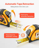 VEVOR 2 Packs Tape Measure 25 ft Length, Measuring Tape with Retractable, Imperial and Metric ft/m Dual-Scale & ABS Case & Easy Read Steel Measurement Tool,for Outdoor,Decoration