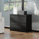 2 Drawer Lateral File Cabinet with Lock – Heavy-Duty Metal Filing Cabinet for Home Office, Space-Saving Wide Storage for Letter/Legal/A4/F4, Silent Full-Extension Slides, Easy-Assembly