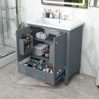 30\" Bathroom Vanity with Sink Combo, Multi-functional Bathroom Cabinet with Doors and Drawer, Solid Frame and MDF Board