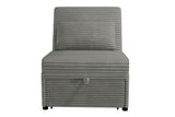 Convertible Wide-Welt Corduroy Sofa Sleeper Sofa Chair W/ Pull-Out Bed Smoke