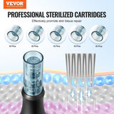 VEVOR Professional Microneedling Pen, Electric Derma Pen with 5PCS * 16Pin Disposable Cartridges, 6 Variable Speed Skin Care Beauty Device with LCD Display and 0-2.5mm Adjustable Needle Length