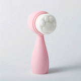 Double-Sided Silicone Face Brush with Soft Bristles for Exfoliating and Massaging Skin Care - Cute Cat Paw Design for Facial Cleansing and Makeup Removal
