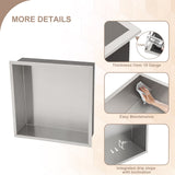 Brushed Stainless Steel Wall Shower  Niche , Double Recessed Shower Shelf for Bathroom