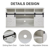 TV Stand Sliding Barn Door Modern&Farmhouse Wood Entertainment Center, Storage Cabinet Table Living Room with Adjustable Shelves for TVs Up to 65",White