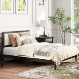 Full Bed Frame with Headboard Full Size Platform Bed Frame with Wooden Slats No Box Spring Needed Easy Assembly Walnut