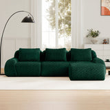 114" Modern L-Shaped Modular Sectional Sofa for Living Room,Flannelette Fabric,Oversized 3-Seater Couch,Deep Seat,Boneless sofa,Movable Ottoman,Buckle connection,Anti-slip Design,No Assembly,Green