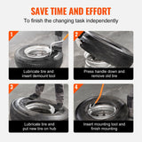 VEVOR Tire Mount Demount Tool, 22.5"-24.5" Manual Steel Tire Changer Mount Demount Removal Tool, with Extra Bead Holder, Tubeless Truck Bead Breaker, 3 PCS Tire Changing Tools, Orange