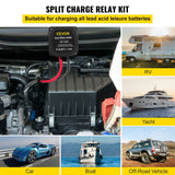 VEVOR Dual Battery Isolation Kit, 6m 12V, Auto Split Charge Relay System with 140AMP VSR, Fits RVs, Marine Crafts, Cars, Trucks, Caravans, Campers, Yachts, ATVs, UTVs, and Boats Workshop