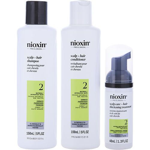 NIOXIN by Nioxin SET-3 PIECE FULL KIT SYSTEM 2 WITH CLEANSER SHAMPOO 5 OZ & SCALP THERAPY CONDITIONER 5 OZ & SCALP TREATMENT 1.3 OZ