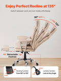 VEVOR Executive Office Chair with Footrest, 400lb Capacity Office Chair with Lumbar Pillow & Removable Armrests, Heavy Duty Ergonomic Chair, PU Leather Reclining Home Office Desk Chairs, Brown