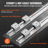 VEVOR Linear Guide Rail Set, SBR16 2000mm, 2 PCS 78.7 in/2000 mm SBR16 Guide Rails and 4 PCS SBR16UU Slide Blocks, Linear Rails and Bearings Kit for Automated Machines DIY Project CNC Router Machines